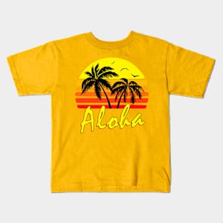 Aloha Retro Sunset Kids T-Shirt